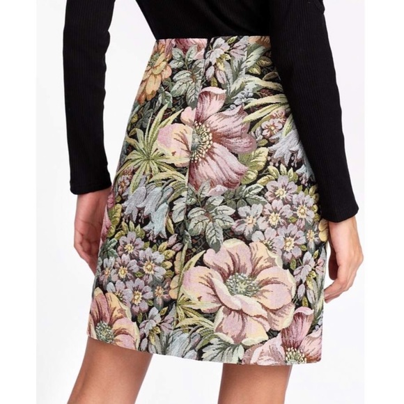 Top Shop Jacquard multi-colored Grannie Chic Floral Tapestry Weave Mini Skirt 8 - Picture 3 of 14